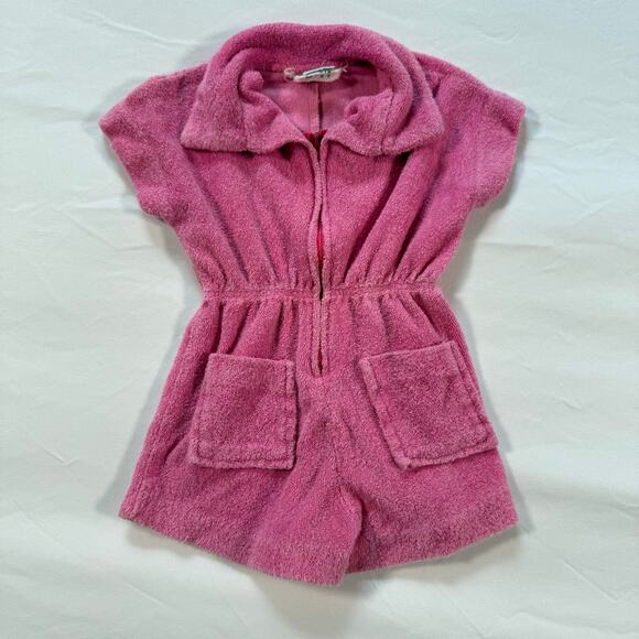 Precious togs Other - vintage 1960s terry cloth romper hot pink color Precious Togs Size 2T